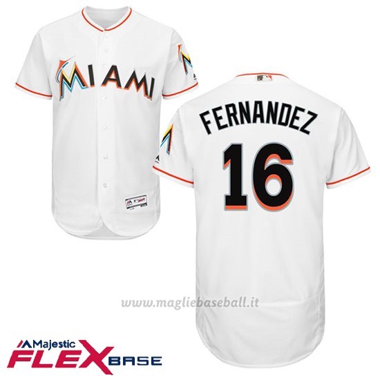 Maglia Baseball Uomo Miami Marlins 16 Jose Fernandez Bianco Flex Base